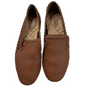 Birdies The Starling‎ Cognac Woven Leather Loafer Flats Women's Size 9.5